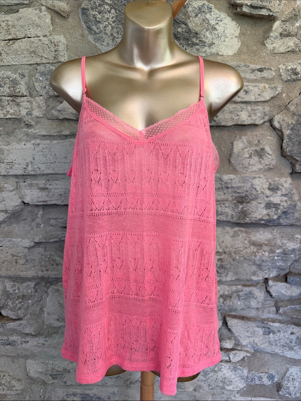 Pink Knit Spaghetti Strap Tank